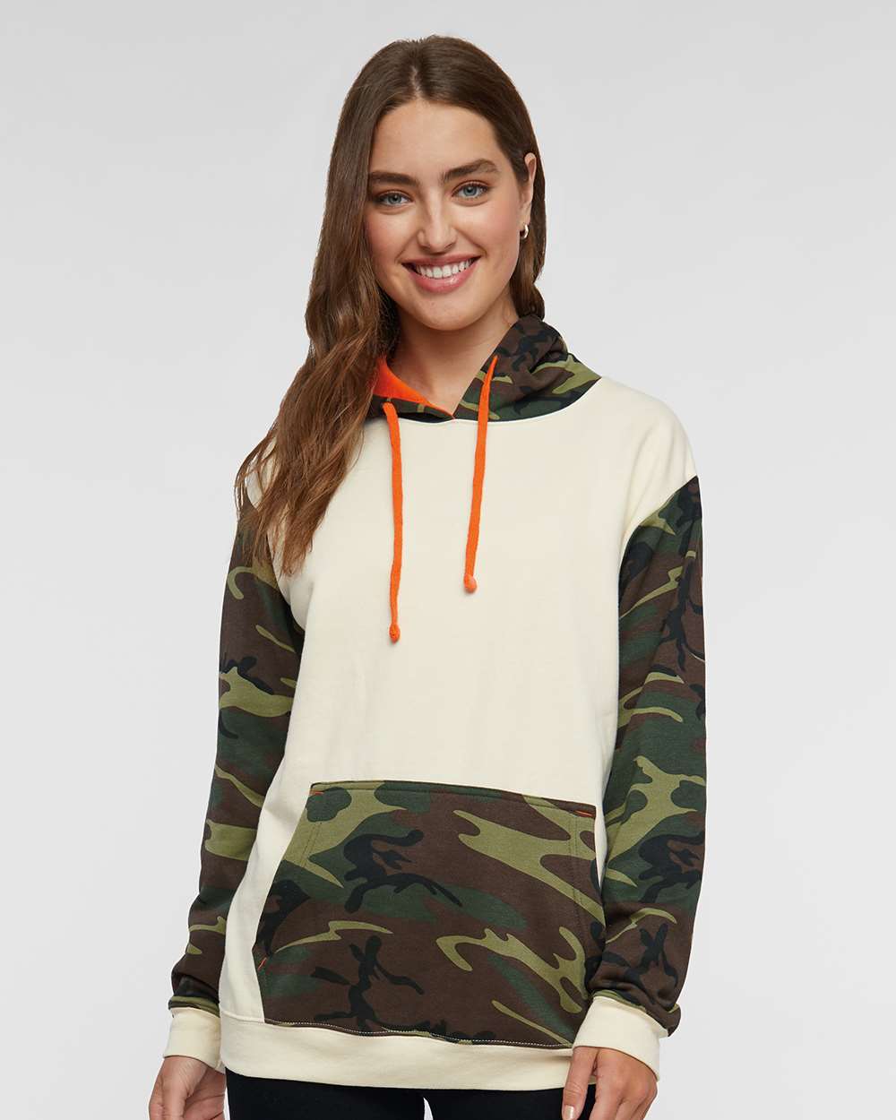 Code Five - Unisex Camo Hoodie - Natural/Green Woodland/Orange