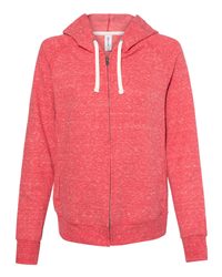 Women's Snow Heather French Terry Full-Zip Hooded Sweatshirt - Red