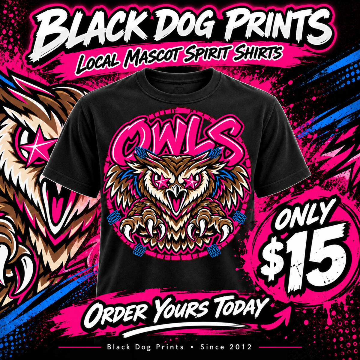 Owls Bold Mascot Spirit Shirt