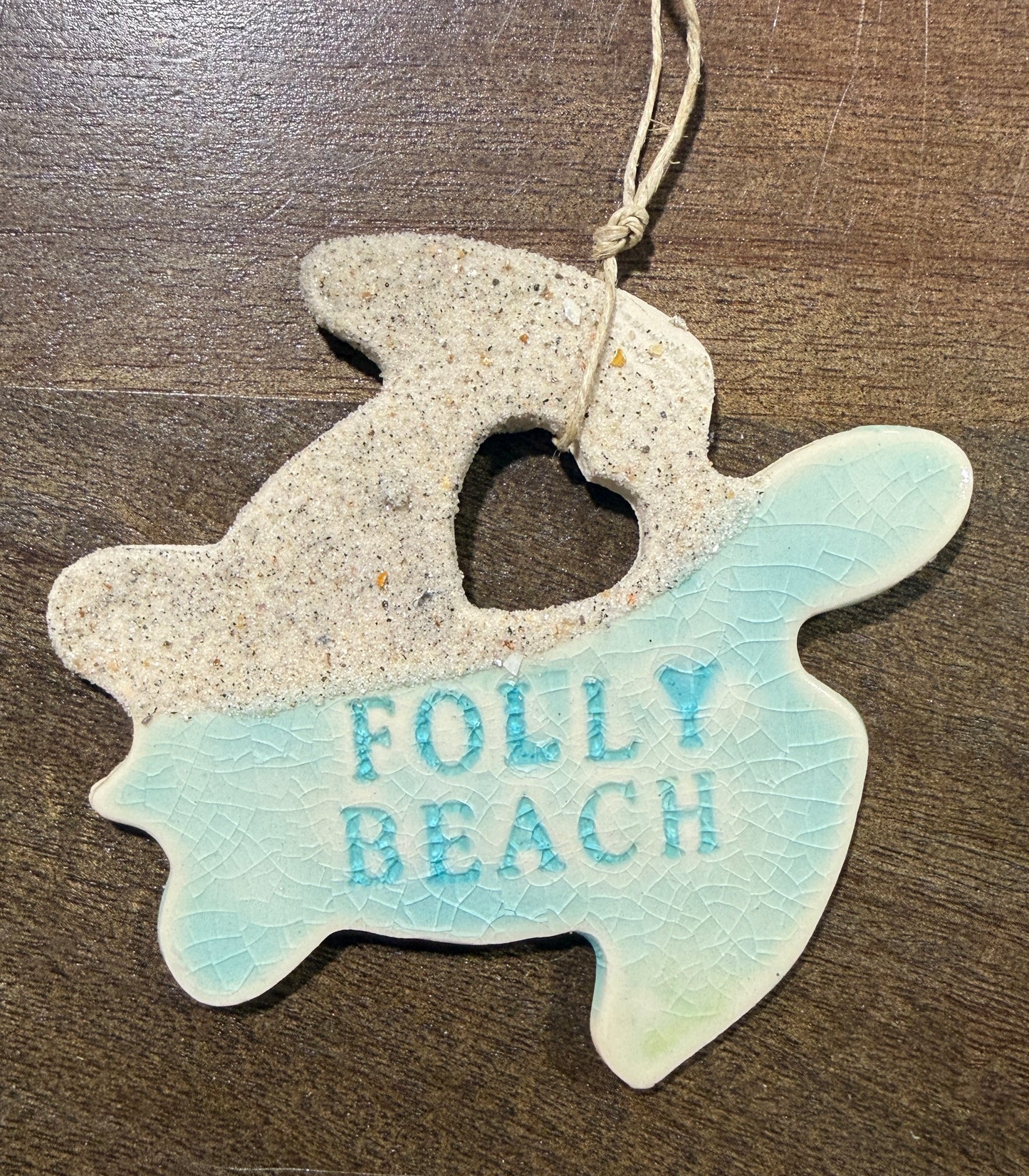 Folly Beach Sandy Sea Turtle Ceramic Ornament