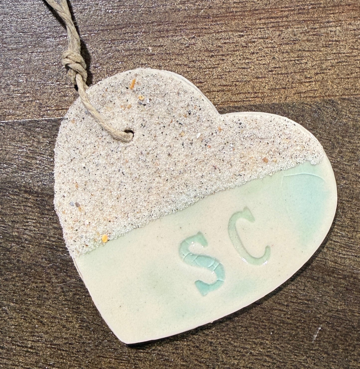 South Carolina Mini Sandy Heart Ceramic Beach Lovers Ornament