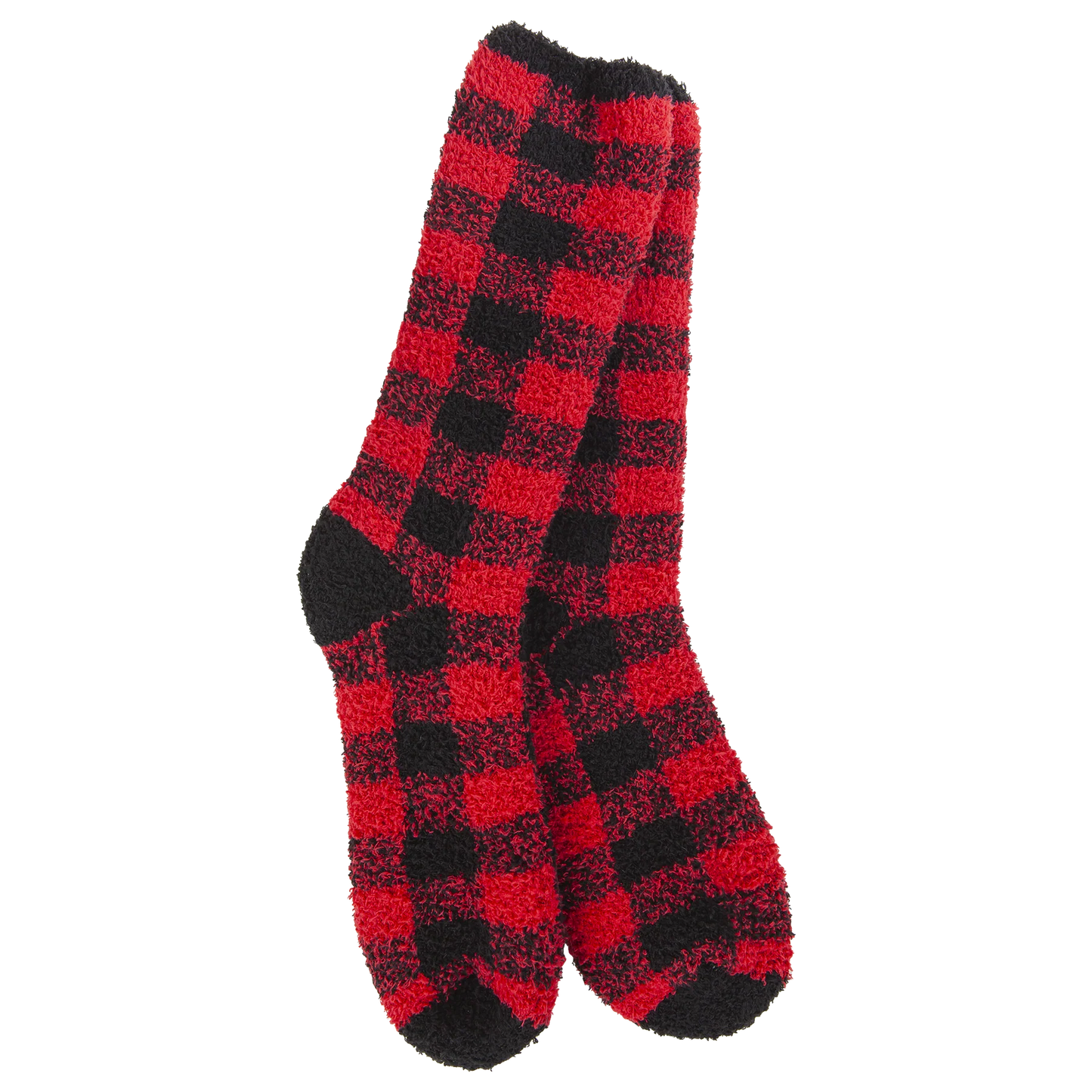 World's Softest Socks Knit Pickin Fireside Crew OS Red /Black