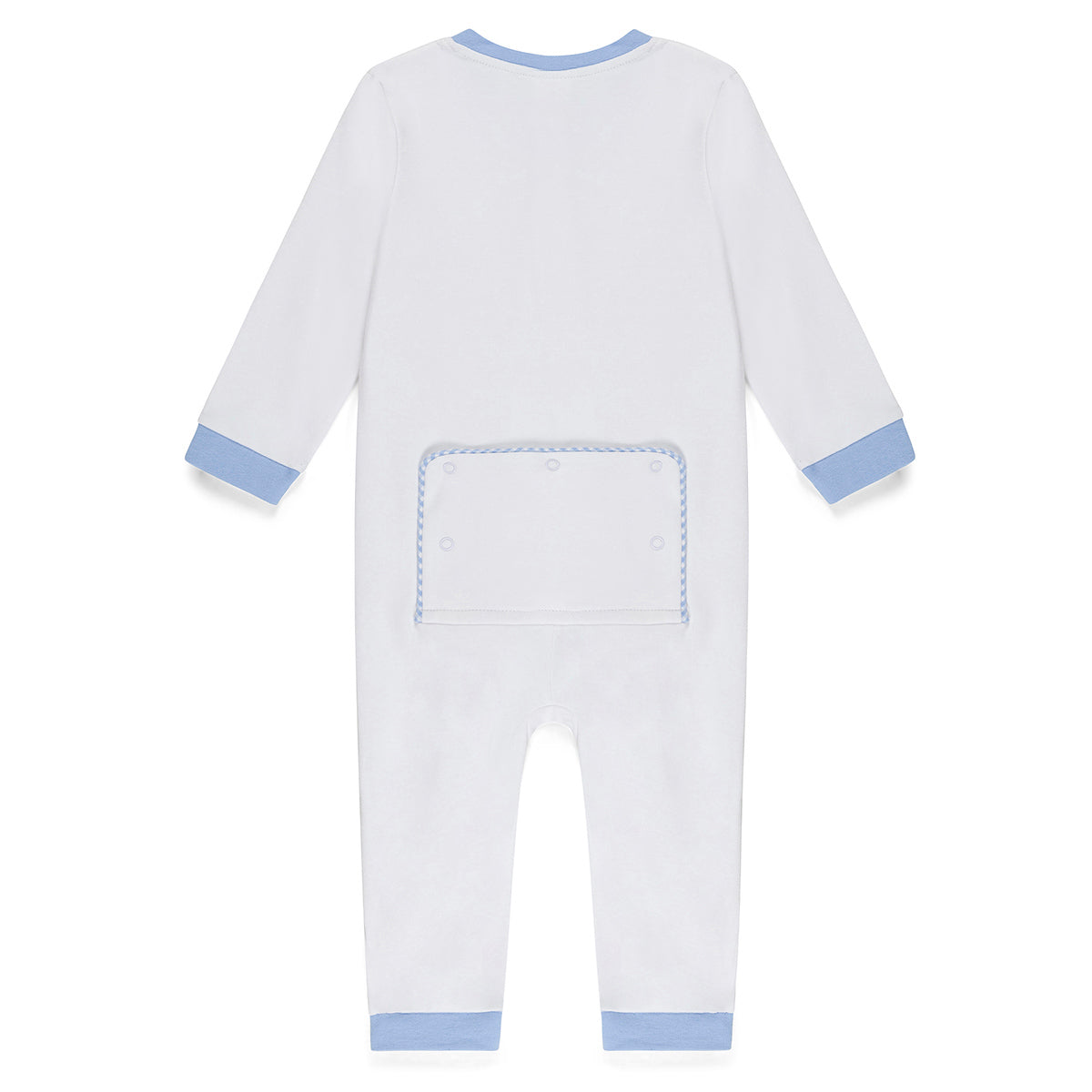 Infant Drop Flap Gingham Trim Unionsuit Playsuit