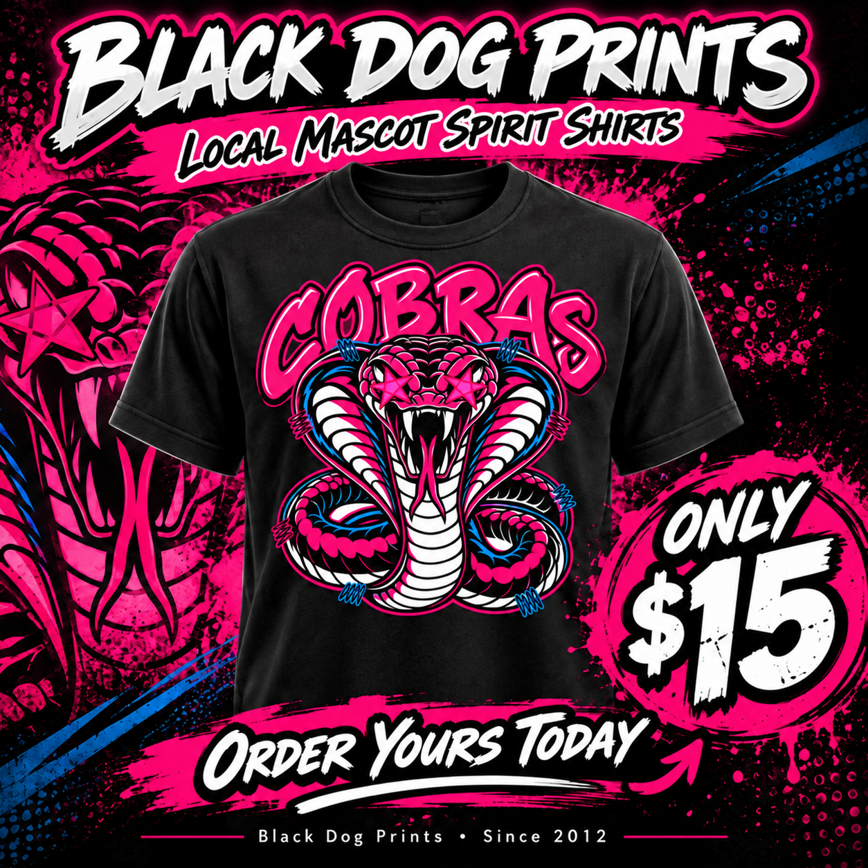 Cobras Bold Mascot Spirit Shirt