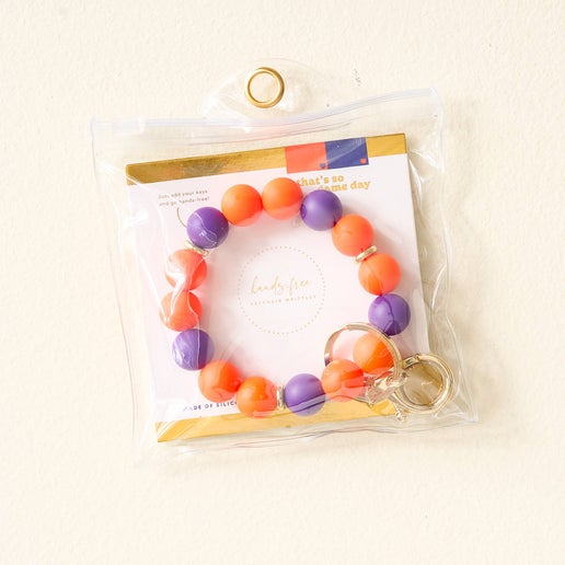 Game Day Hands-Free Keychain Wristlet - Orange & Purple