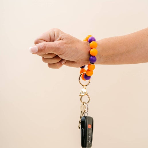 Game Day Hands-Free Keychain Wristlet - Orange & Purple