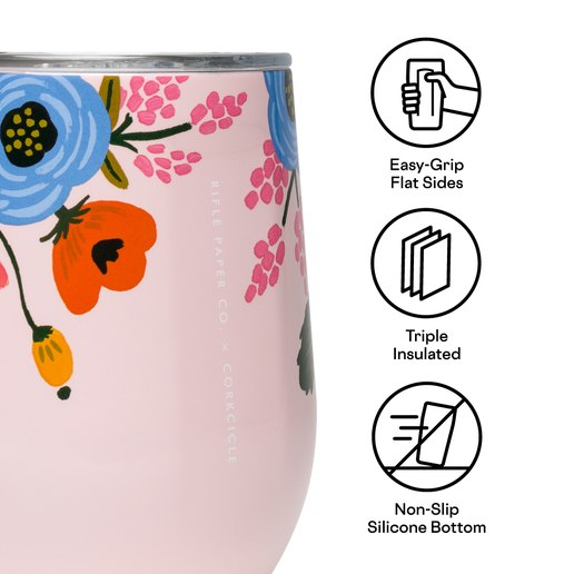 Rifle Paper Stemless - 12oz Gloss Blush - Lively Floral