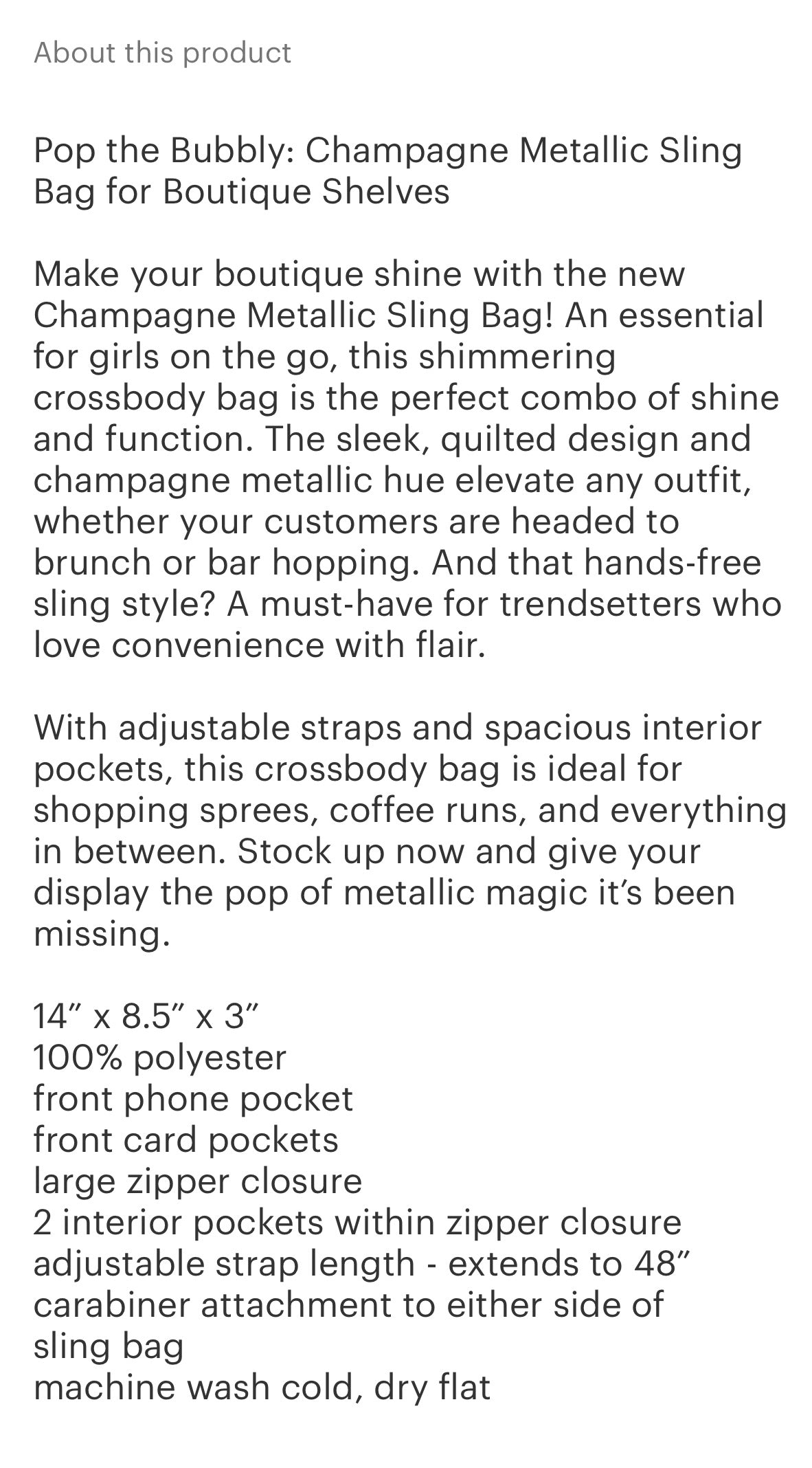 Katydid Metallic Sling Bag