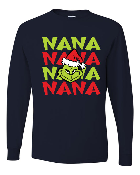 Grinch design with Name Long Sleeve Shirt **Personalized**