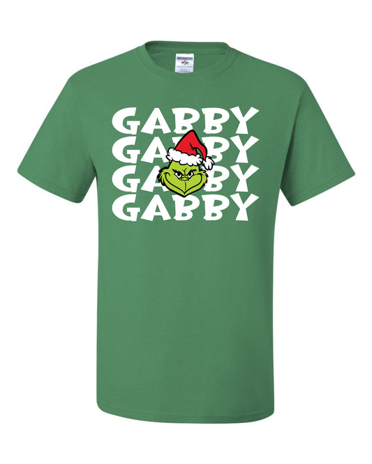 Grinch design with Name Short Sleeve Shirt **Personalized**
