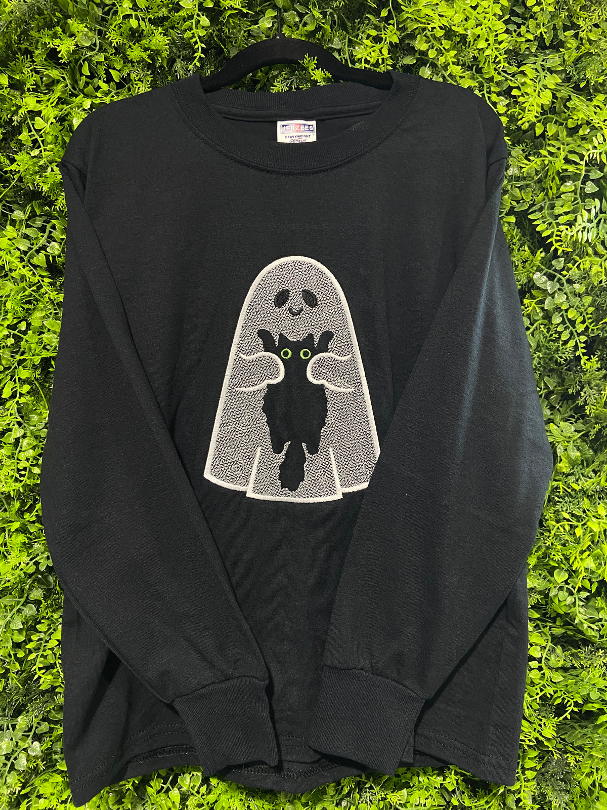 Ghost with Kitty embroidered long sleeve shirt