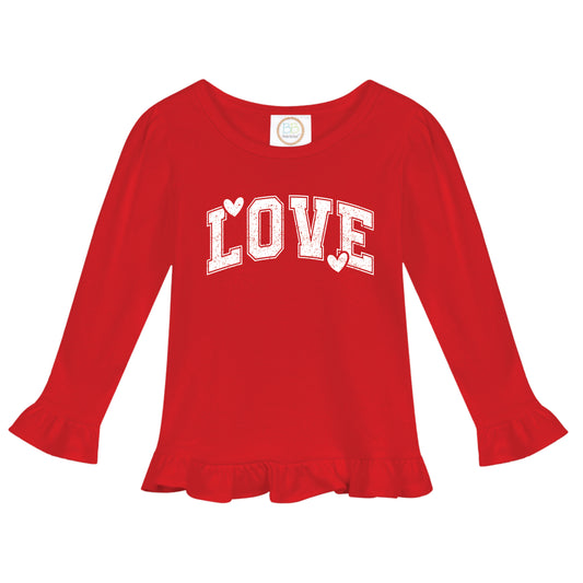 LOVE Girl's Long Sleeve Ruffle T-Shirt