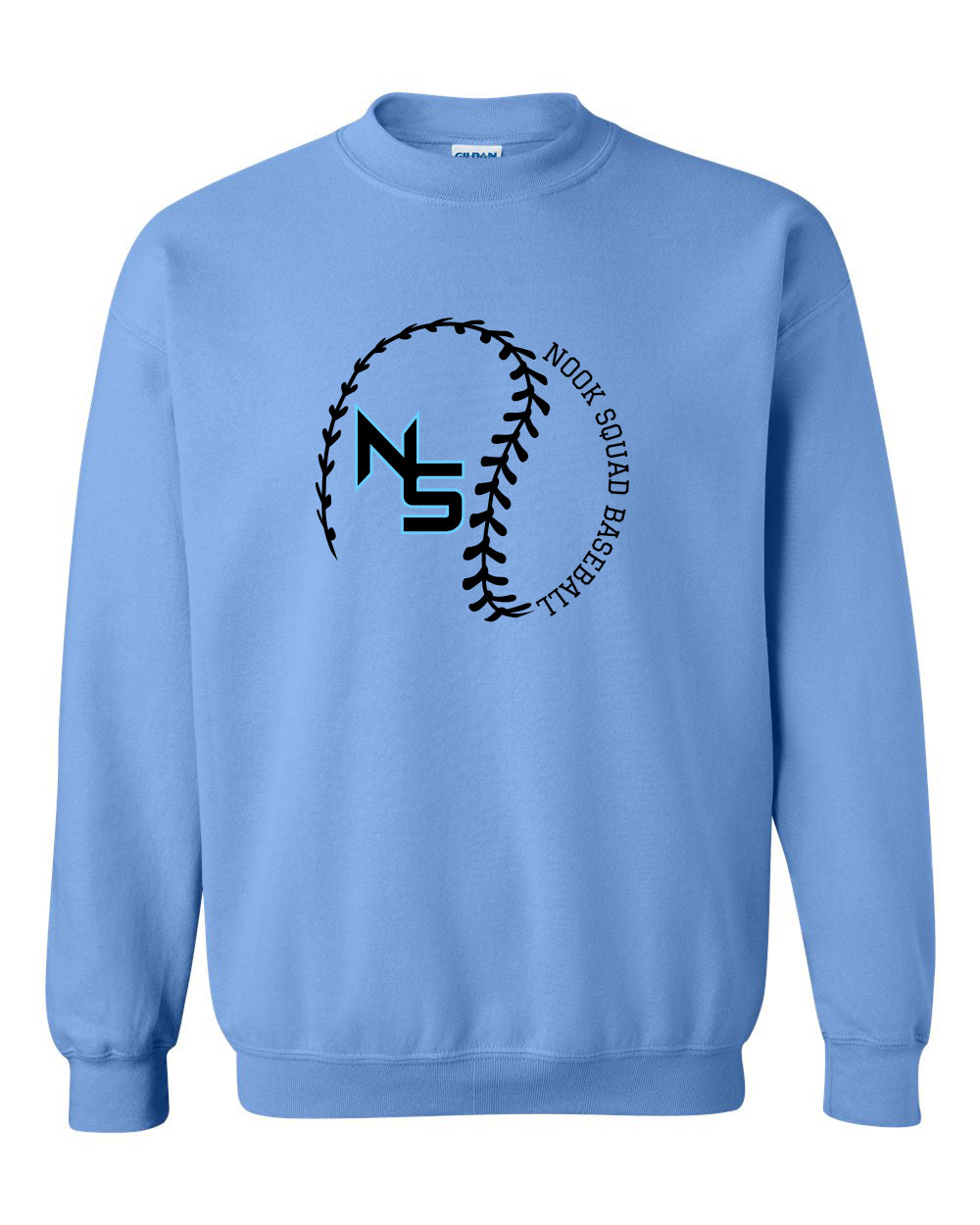 NOOK SQUAD--CREWNECK SWEATSHIRT NS BASEBALL WITH STITCHES SWAG--PERSONALIZED