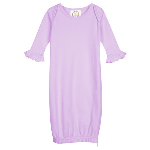 Girl's Long Sleeve Ruffle Infant Gown with Hidden Zipper - Lavender