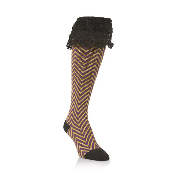 World's Softestet Socks Lace Knee Hi Team OS Gold Purple