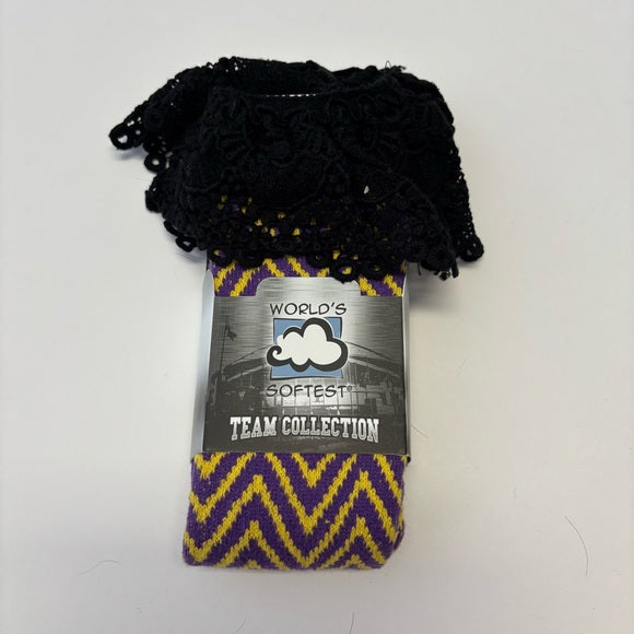 World's Softestet Socks Lace Knee Hi Team OS Gold Purple