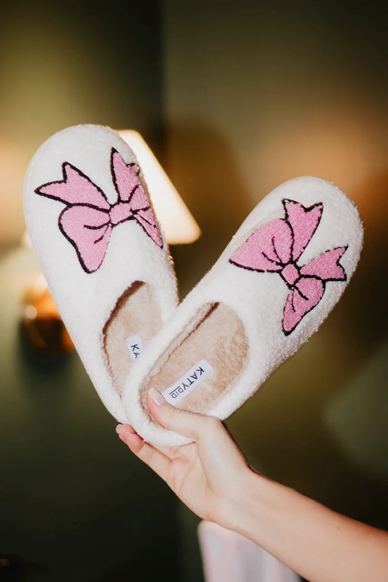 Katydid Light Pink Bow Slippers