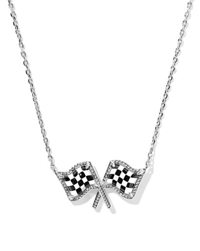 CHECKERED FLAG SHORT PENDANT NECKLACE