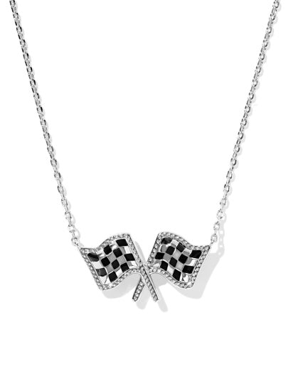 CHECKERED FLAG SHORT PENDANT NECKLACE